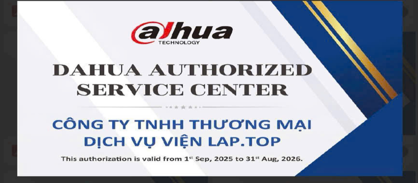 Giáy chứng nhận Trung tâm bảo hành Dahua Viện Laptop tại Bến Tre Vĩnh Long